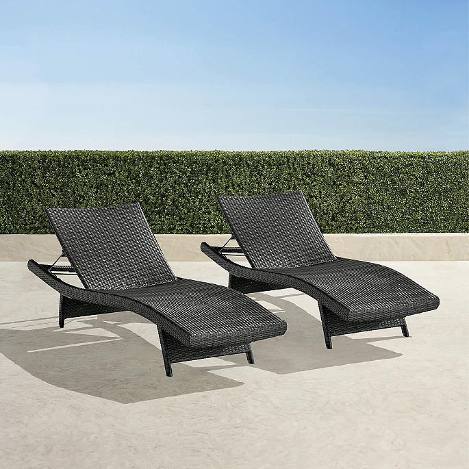 Original Balencia Black Chaise Lounges, Set of Two