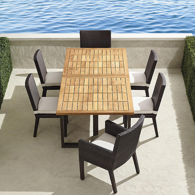 Pierce 7-pc. Extendable Teak Dining Set in Bronze Finish