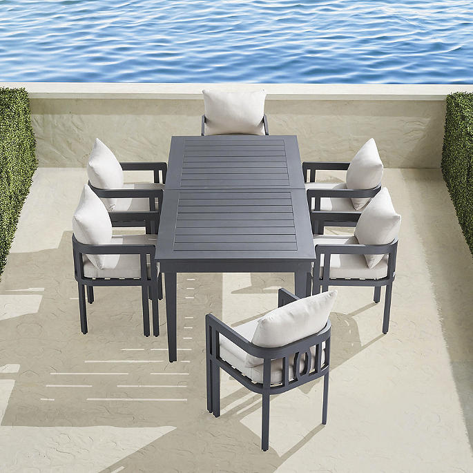 Porticello 7-pc. Dining Set in Matte Black Aluminum