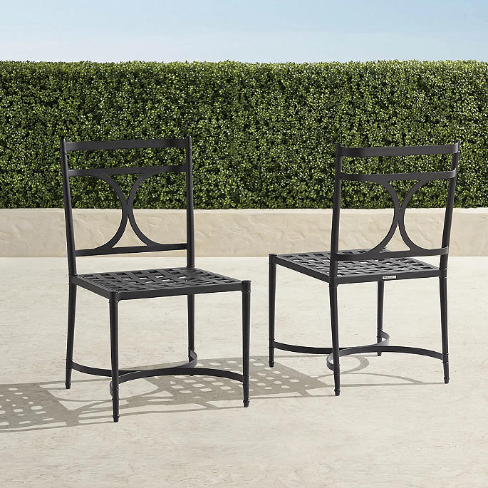 Angelina Dining Side Chairs in Jet Black Aluminum, Set of Two