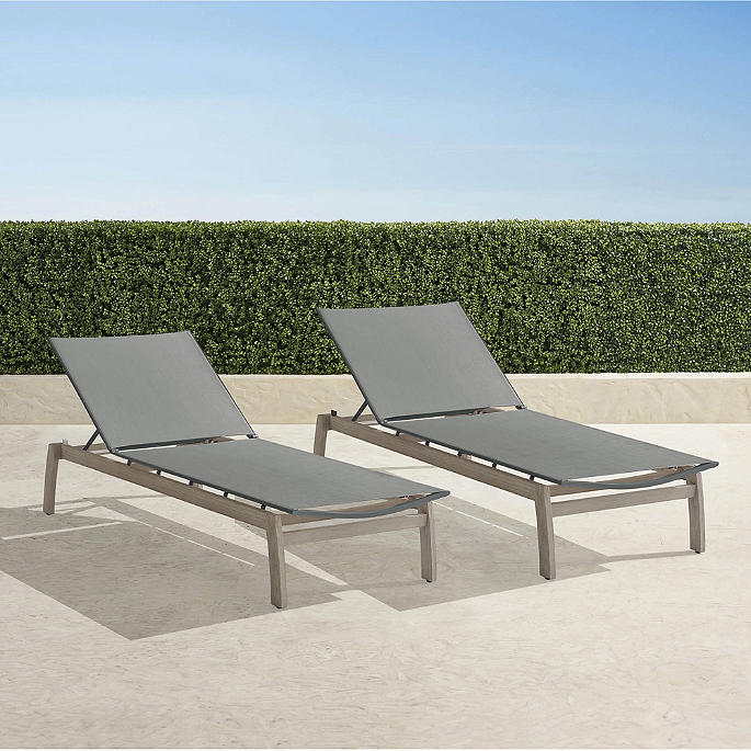Ibiza Chaises in Weathered Teak, Set of Two