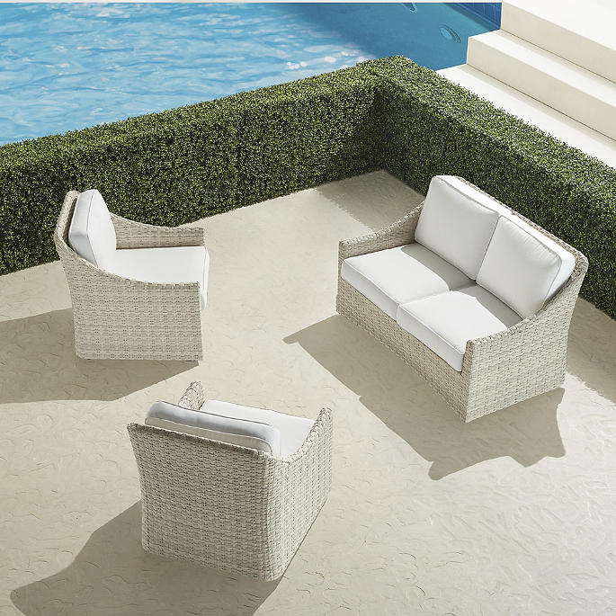 Ashby 3-pc. Loveseat Set in Shell Wicker