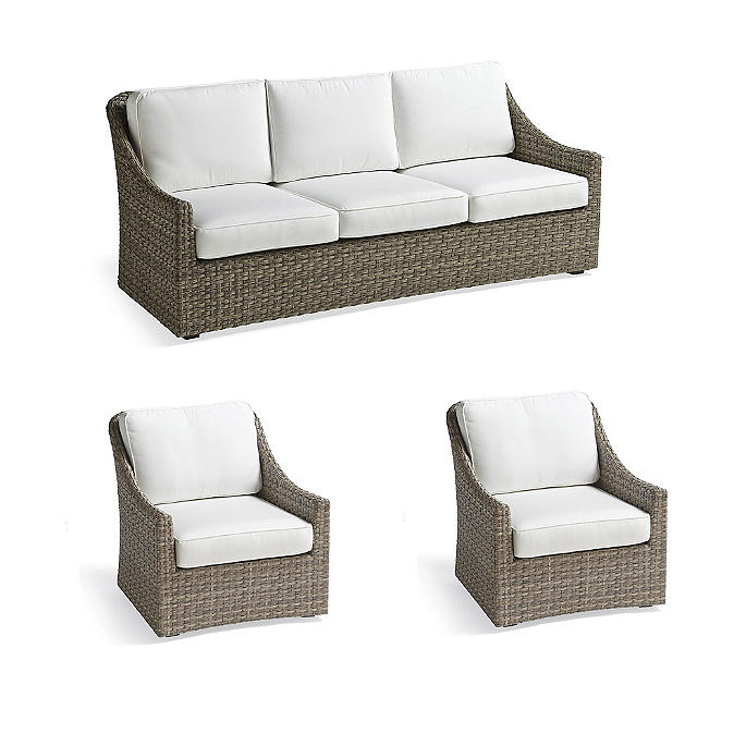 Ashby 3-pc. Sofa Set with Two Lounge Chairs in Putty Wicker