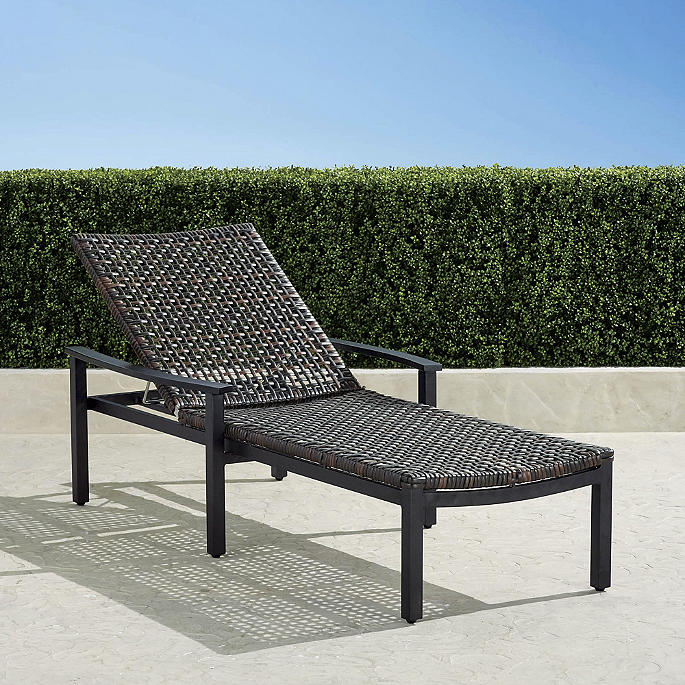Isola Chaise in Black Aluminum & Black Walnut Wicker