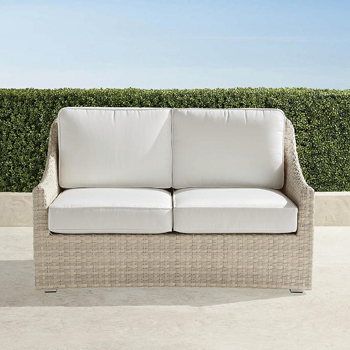 Ashby Loveseat with Cushions in Shell Wicker