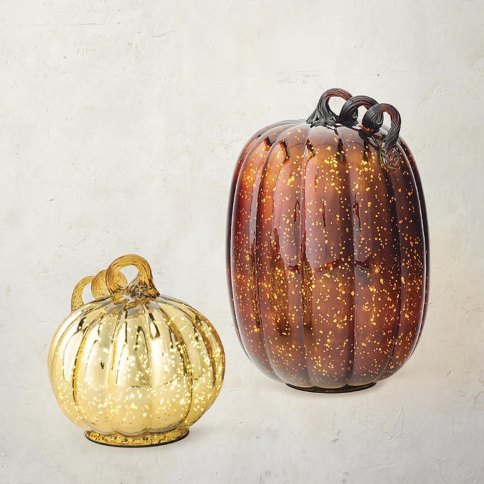 LED  Mercury Glass Pumpkin