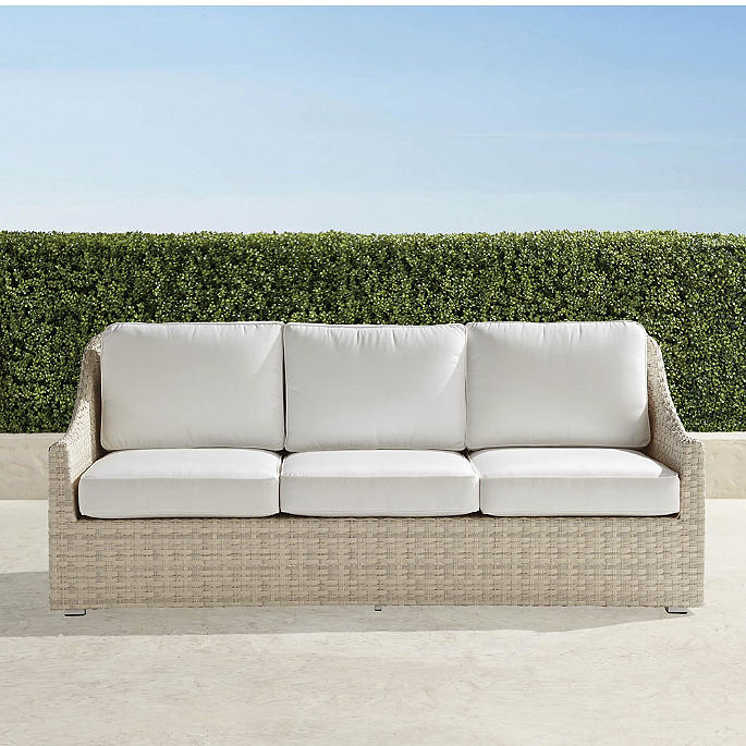Ashby Sofa with Cushions in Shell Wicker