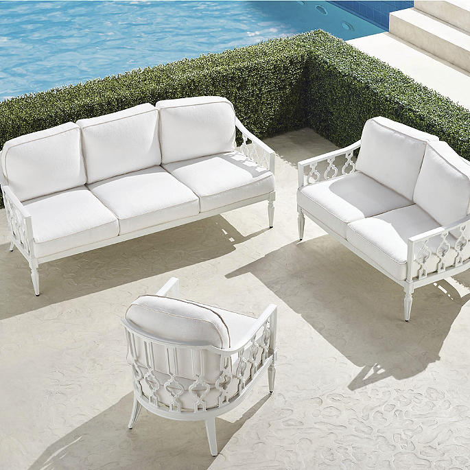 Avery 3-pc. Sofa Set in White Aluminum