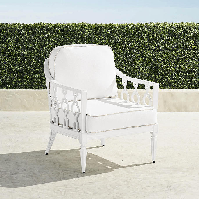Avery Lounge Chair with Cushions in White Aluminum