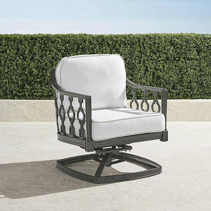 Avery Swivel Lounge Chair with Cushions in Slate Aluminum