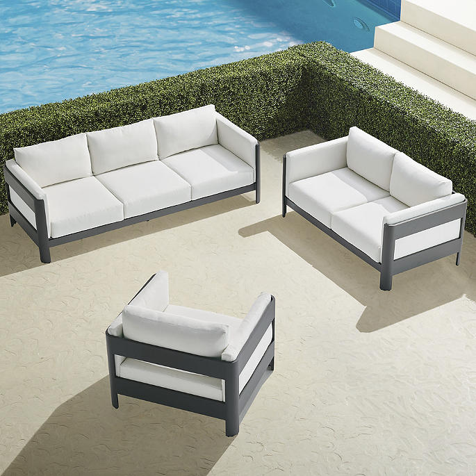Azores 3-pc. Sofa Set in Matte Black Aluminum