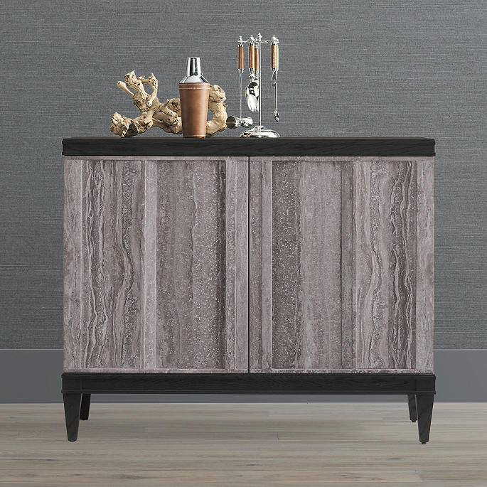 Viago Travertine Bar & Storage Cabinet