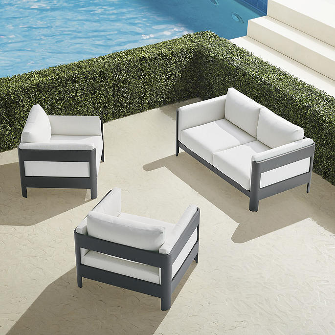 Azores 3-pc. Loveseat Set in Matte Black Aluminum