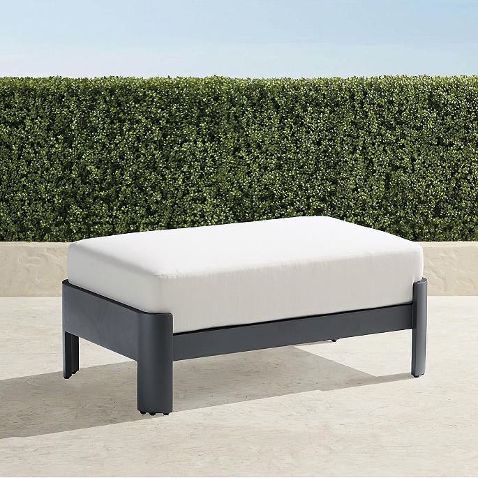 Azores Ottoman with Cushions in Matte Black Aluminum