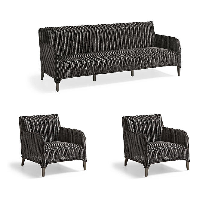 Beckham 3-pc. Sofa Set with Two Lounge Chairs in Dark Sienna Wicker