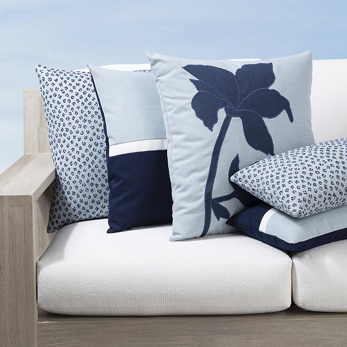 Blue Botanic Indoor/Outdoor Pillow Collection by Elaine Smith