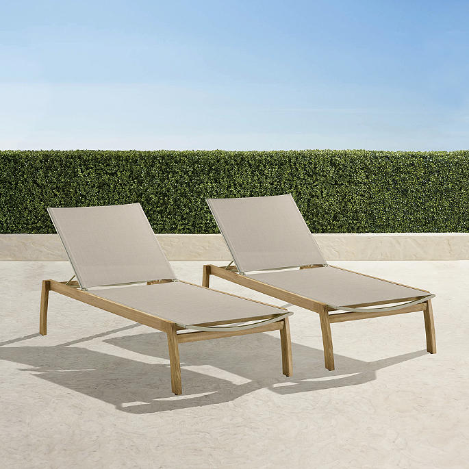 Frontgate Resort Collection&trade; Newport Natural Teak Chaises, Set of Two
