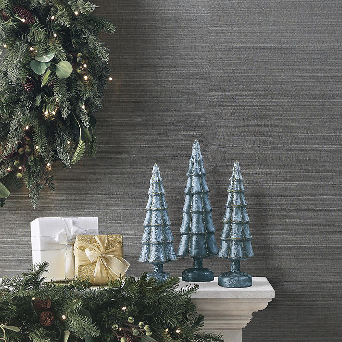 Frosted French Blue Glass Tree Trio