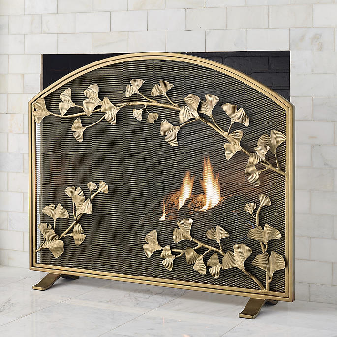 Gingko Leaf Mesh Fireplace Screen
