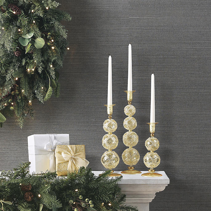 Gleam and Glisten Glass Candlestick Holders