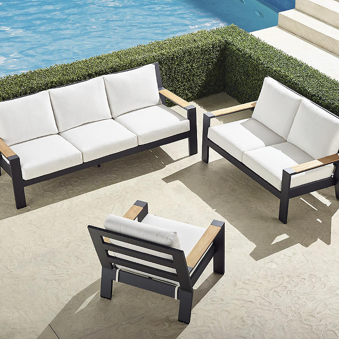 Calhoun 3-pc. Sofa Set in Matte Black Aluminum
