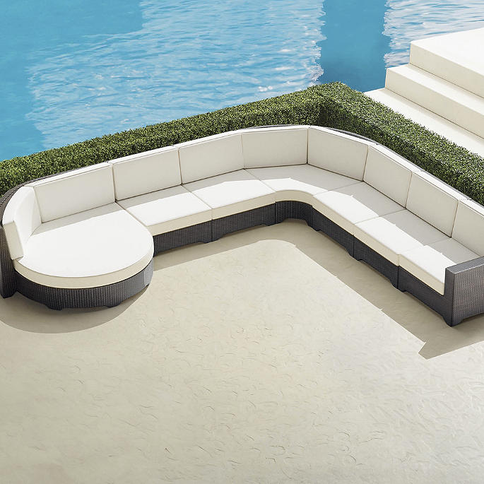 Palermo 7-pc. Left-Facing Daybed Set In Bronze Wicker