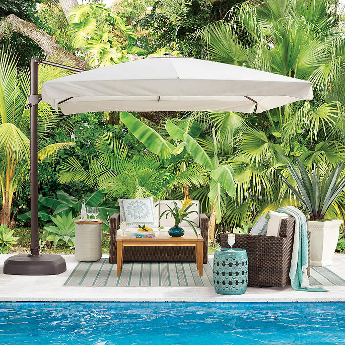 10' Cantilever Square Side Mount Umbrella with Base